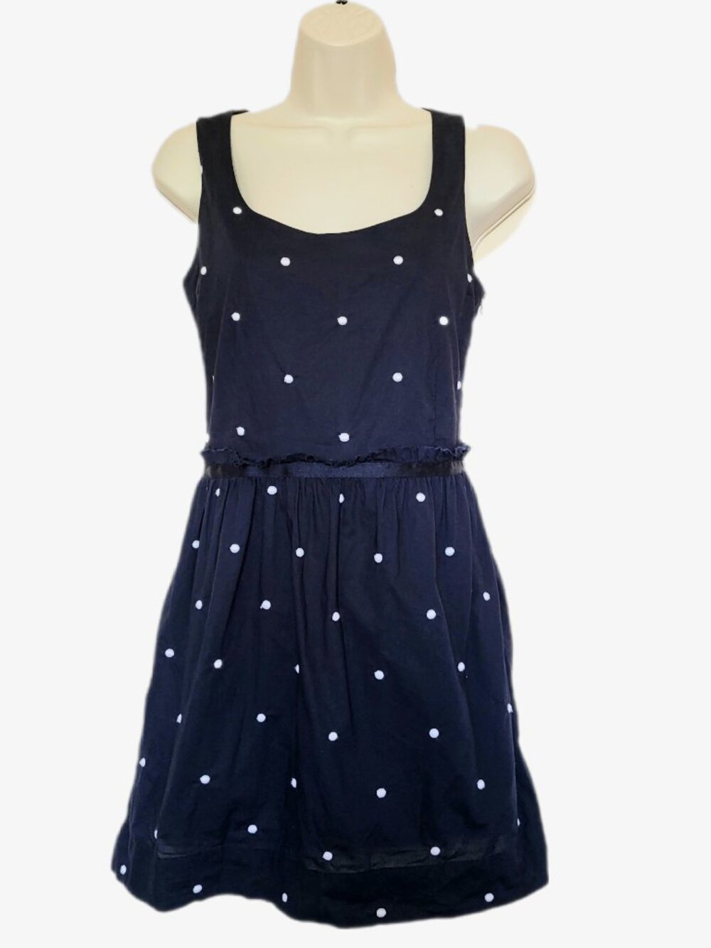 GAP Women's Navy Blue White Polka Dot Pocket Sheath Tank Dress Size 0